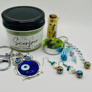 SCORPIO GIFT SET Zodiac Healing Crystals Gift Set (6 pc) - FREE abundance candle